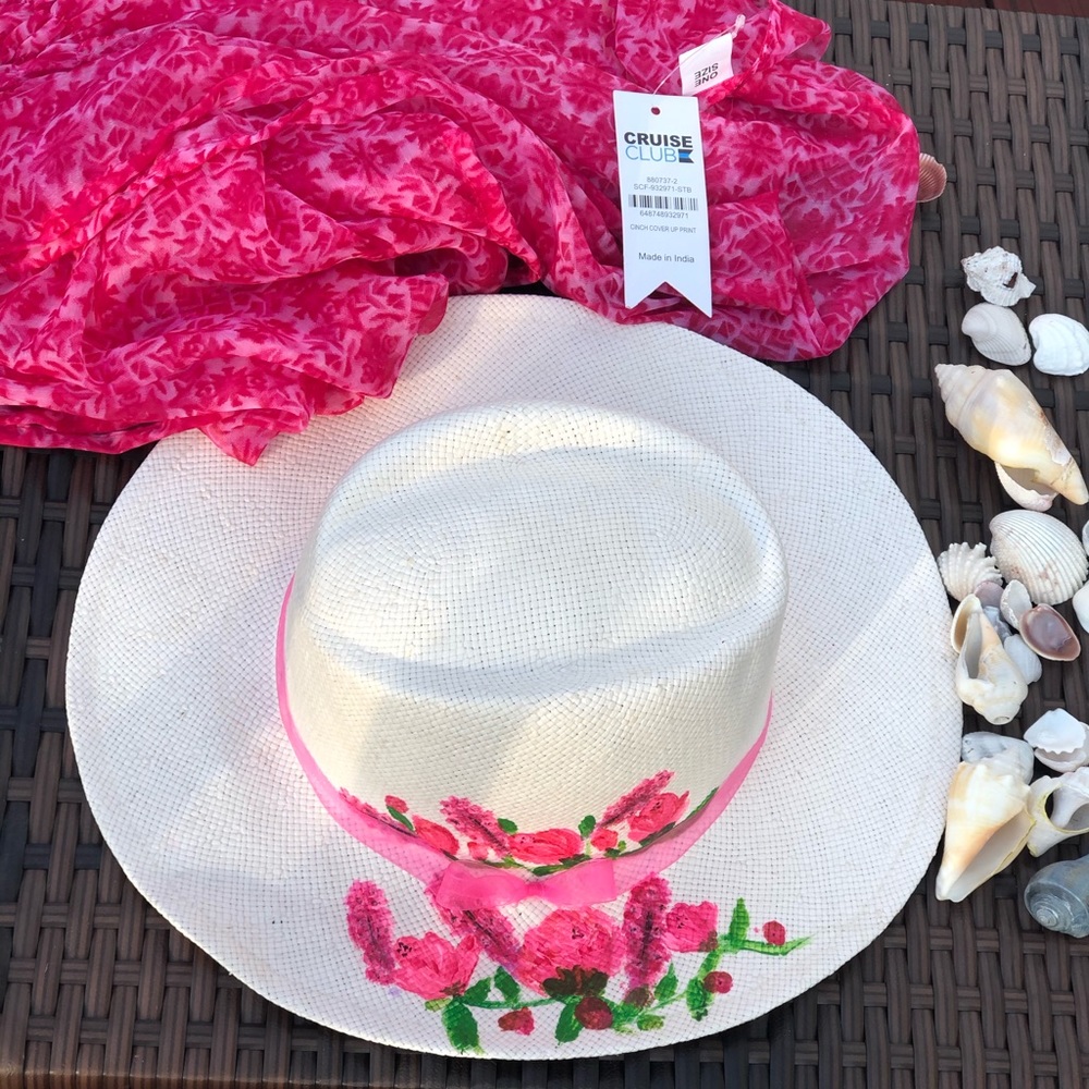 Swimsuit cover up &hand painted hat - Picture 3 of 7